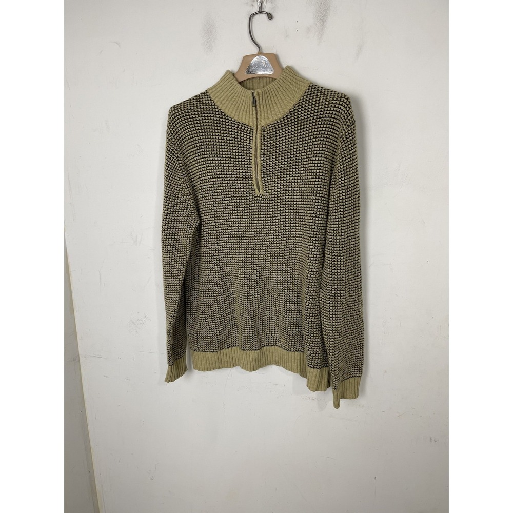 Men's Candy & Caviar Quarter Zip Pullover Sweater Beige Waffle Knit‎ XL
